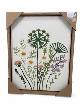 BP Home Embroidered Botanical Wall Art – 12x15, New, Framed Textile